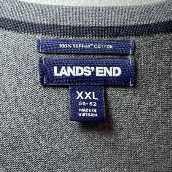 Lands' End Mens V-Neck Sweater Vest Shirt Gray Fine Gauge Supima Cotton Size XXL - Picture 6 of 10